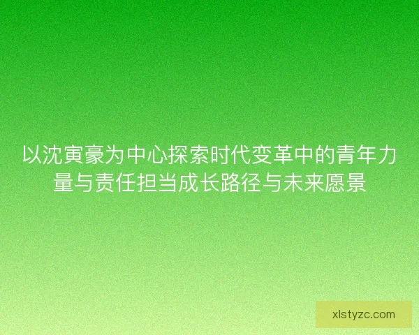 以沈寅豪为中心探索时代变革中的青年力量与责任担当成长路径与未来愿景