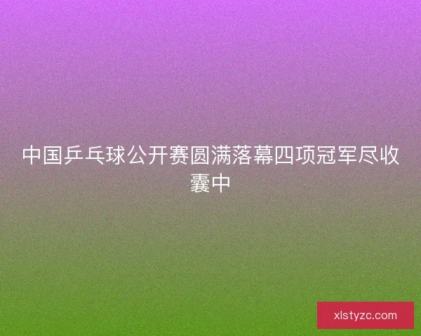 中国乒乓球公开赛圆满落幕四项冠军尽收囊中