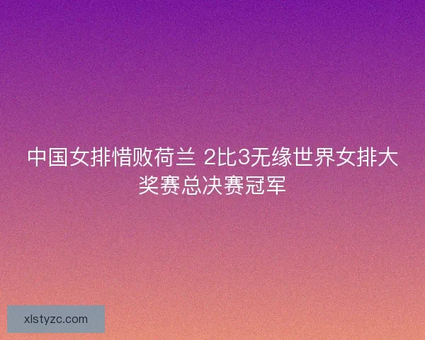 中国女排惜败荷兰 2比3无缘世界女排大奖赛总决赛冠军